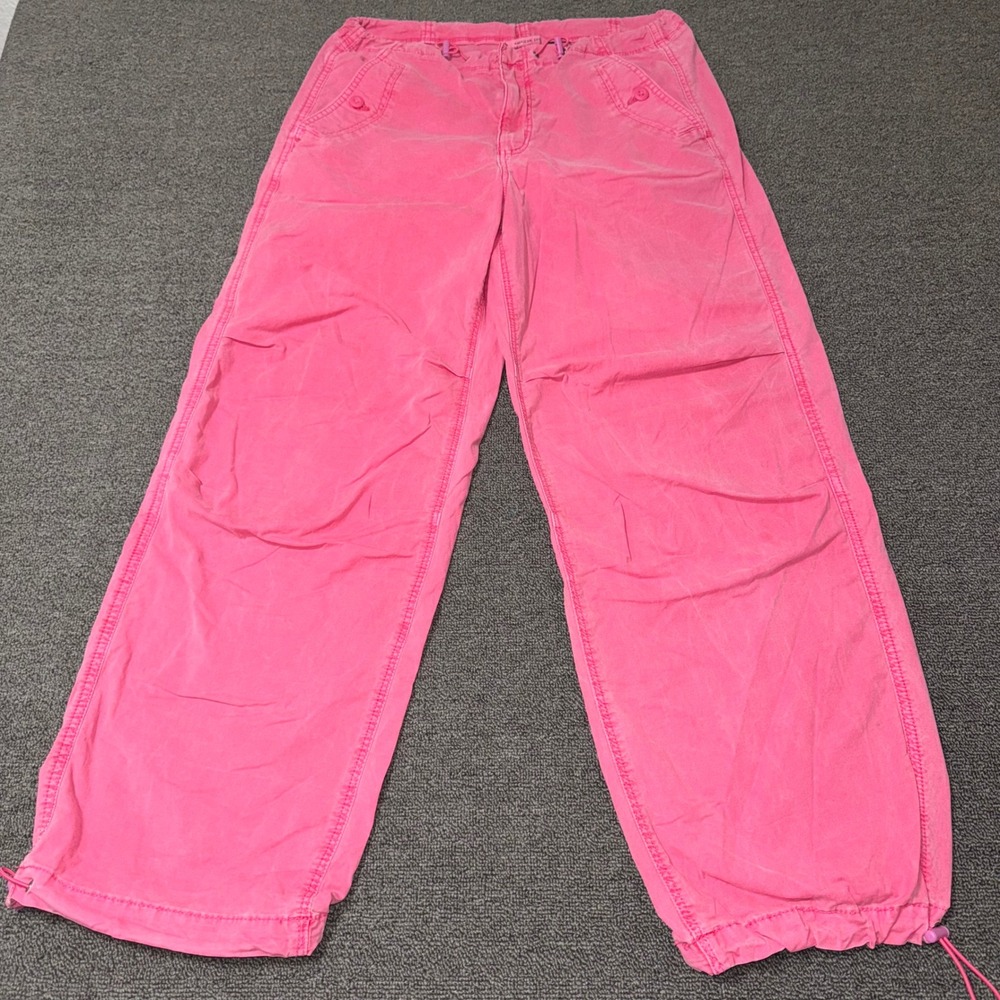 American Eagle Pink Wide Leg Pants Small Short Toggle Hem Streetwear Casual